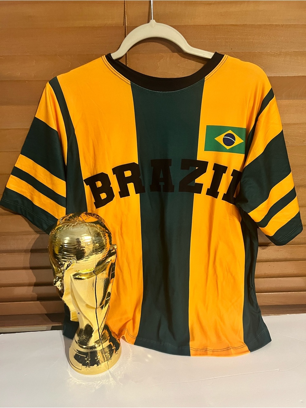 Brazil Flag Striped A-Line Skirt in Yellow and Green